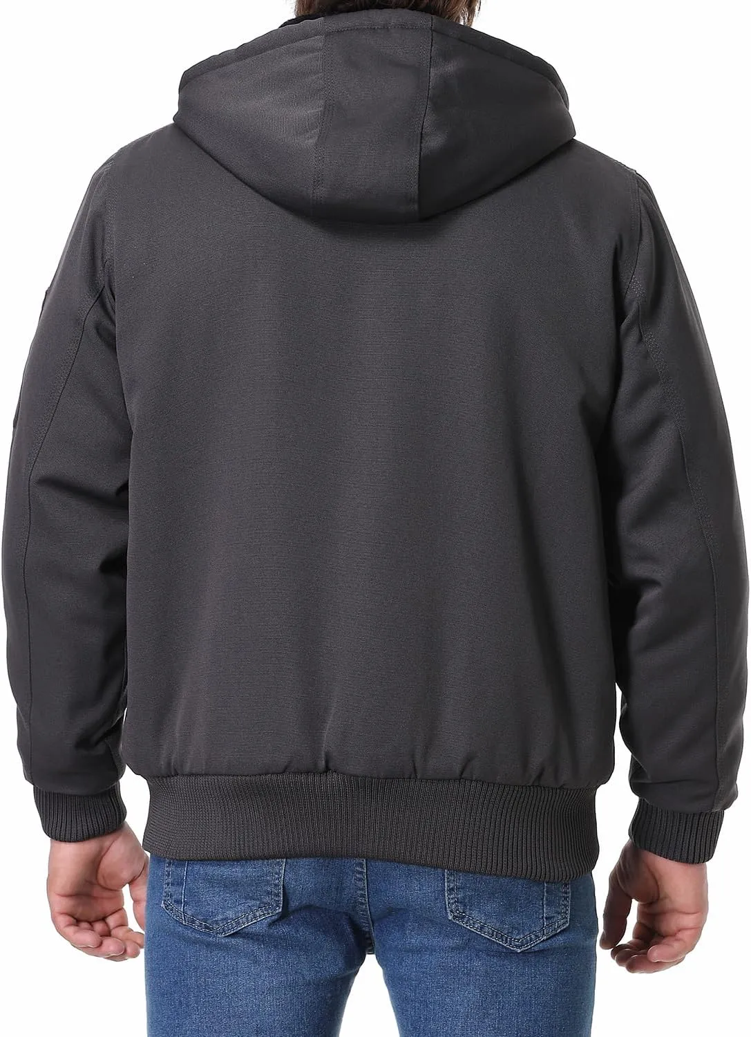 Men's Fit Relaxed Work Coat Fleece Lined Waterproof Workwear Winter Hooded Jacket with Multiple Pockets