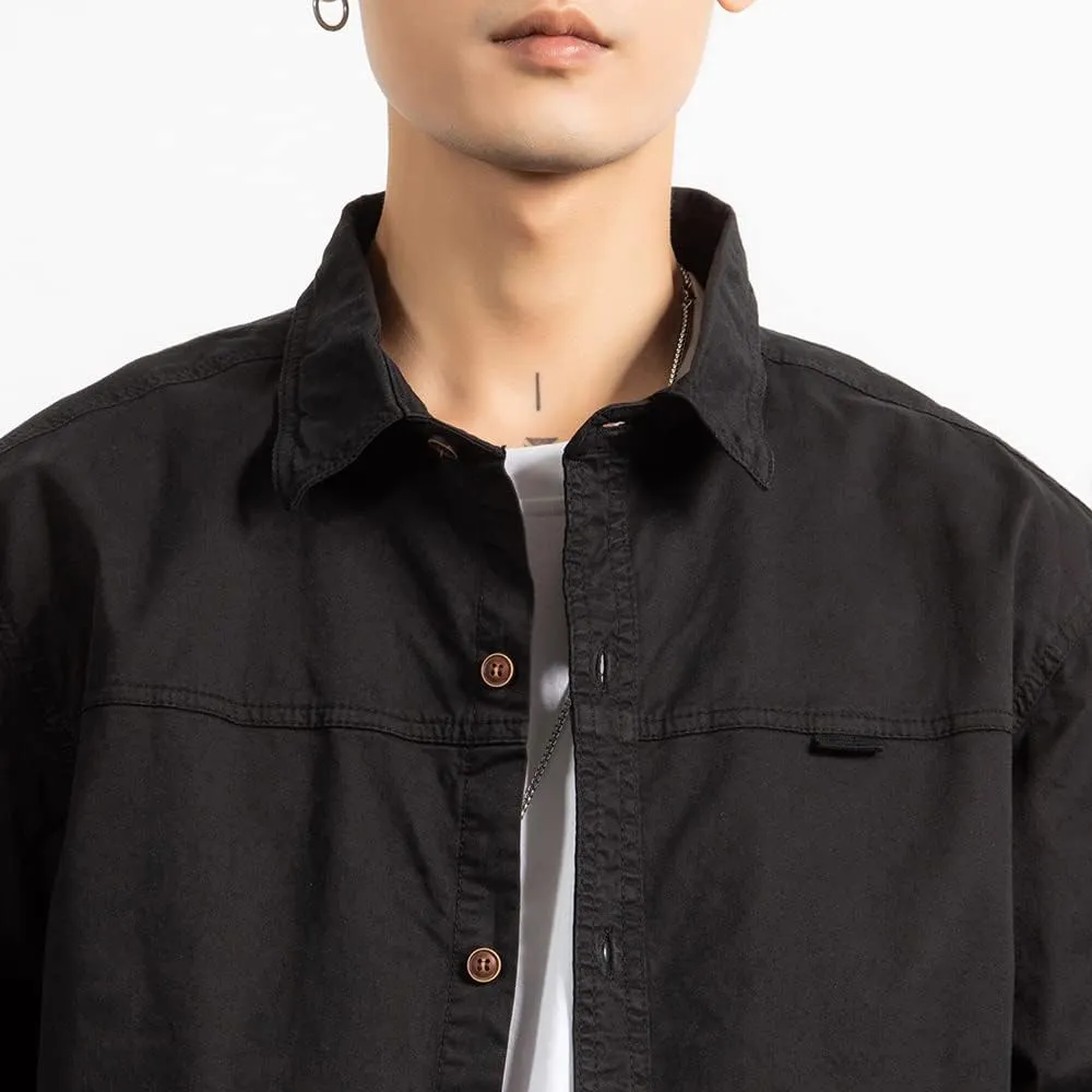 Men's Long Sleeves Work Shirts Relaxed Fit Button Down Multi Pockets Cotton Shirts