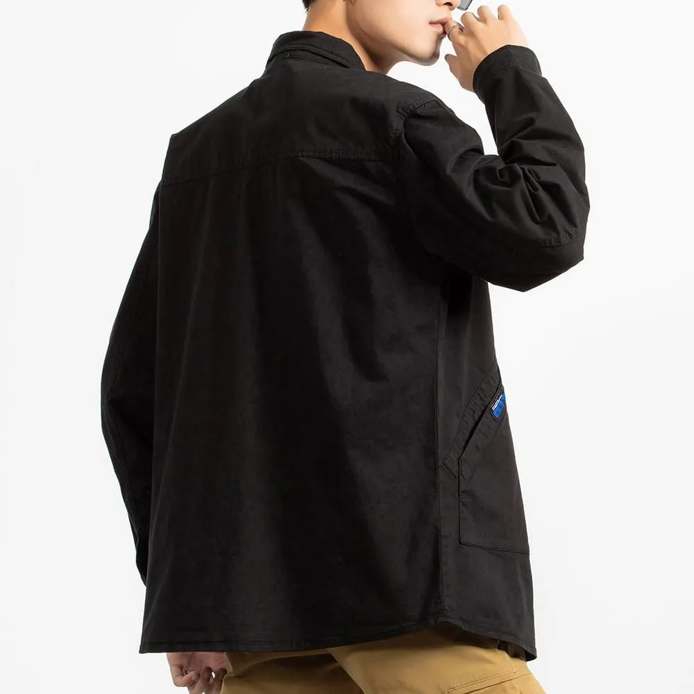 Men's Long Sleeves Work Shirts Relaxed Fit Button Down Multi Pockets Cotton Shirts
