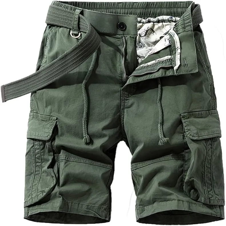 Men's Regular Fit Military Cargo Shorts Summer Cotton Multi Pockets Work Shorts