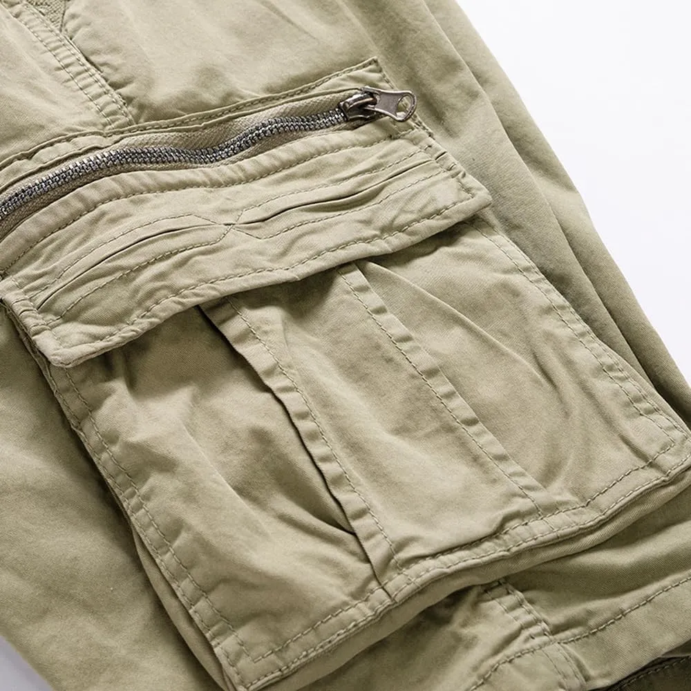 Men's Regular Fit Military Cargo Shorts Summer Drawstring Zipper Pockets Work Shorts