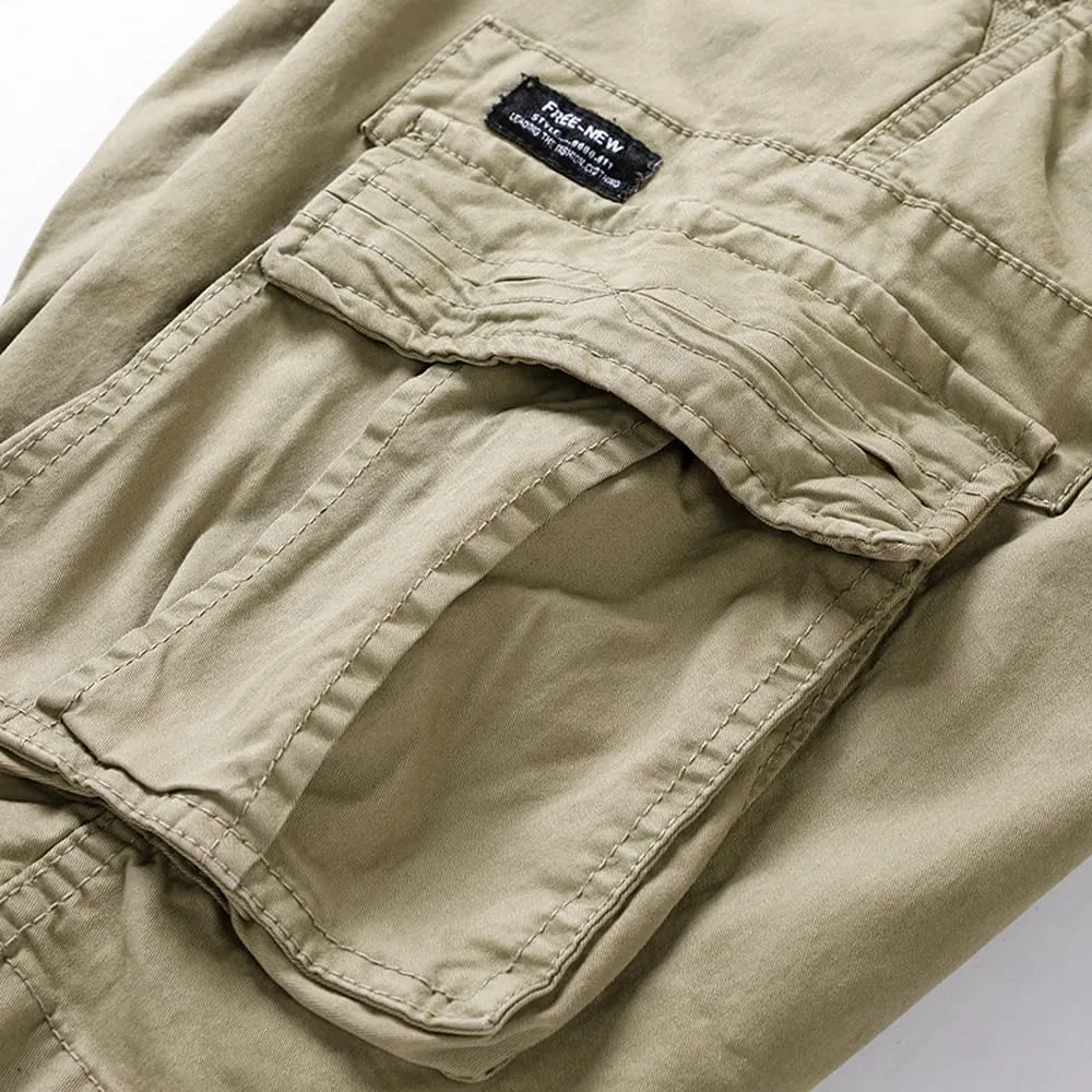 Men's Regular Fit Military Cargo Shorts Summer Drawstring Zipper Pockets Work Shorts