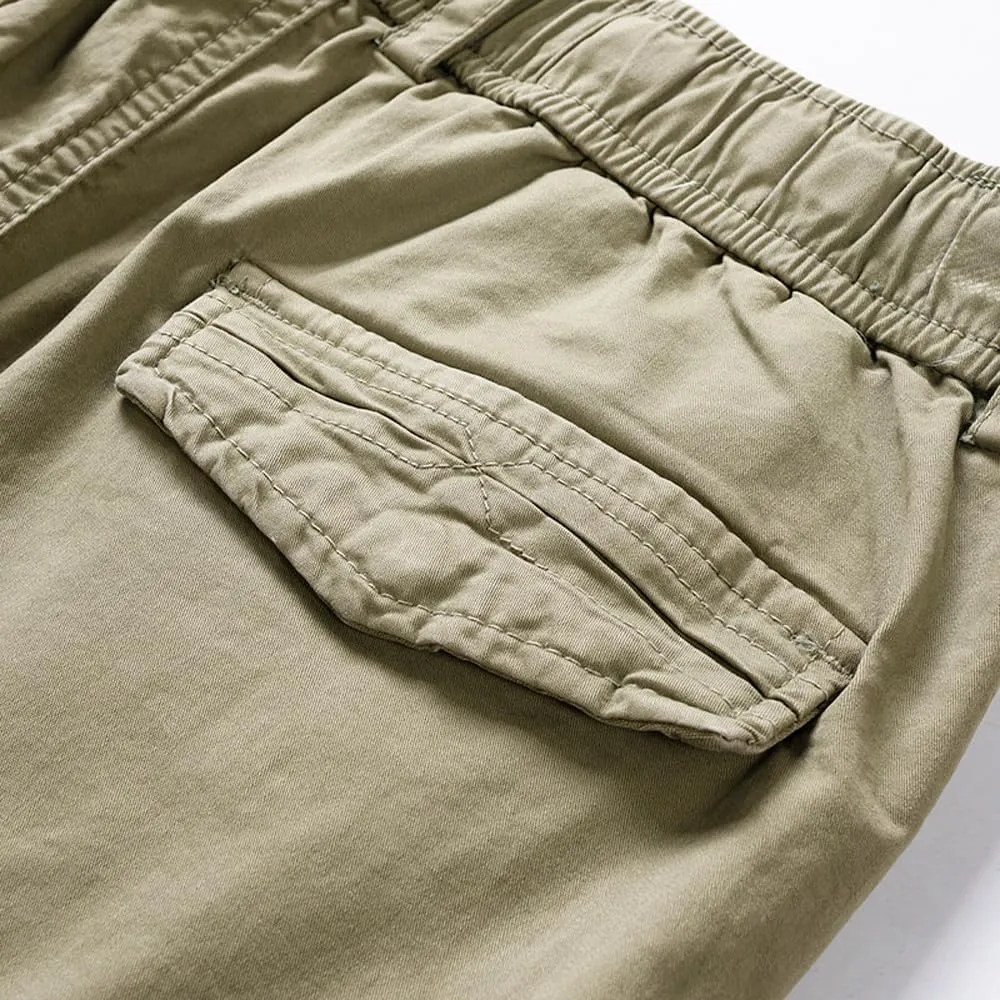 Men's Regular Fit Military Cargo Shorts Summer Drawstring Zipper Pockets Work Shorts