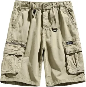 Men's Regular Fit Military Cargo Shorts Summer Drawstring Zipper Pockets Work Shorts