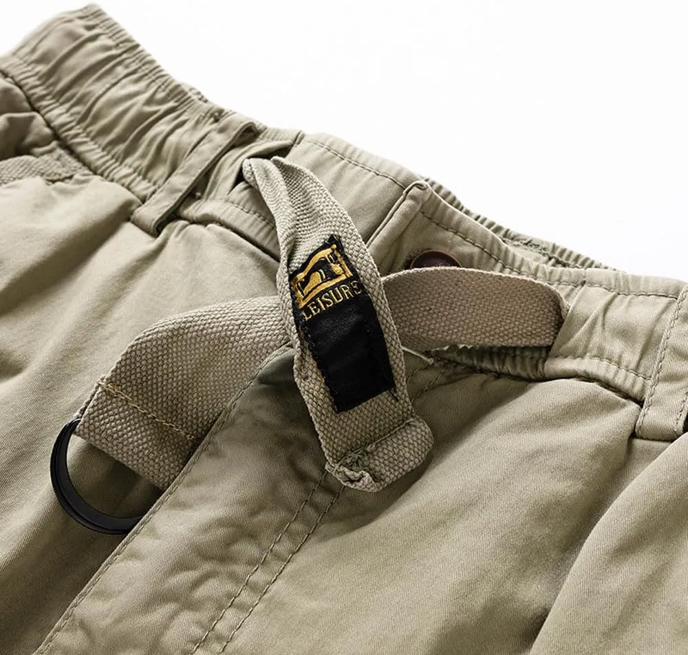 Men's Regular Fit Military Cargo Shorts Summer Drawstring Zipper Pockets Work Shorts