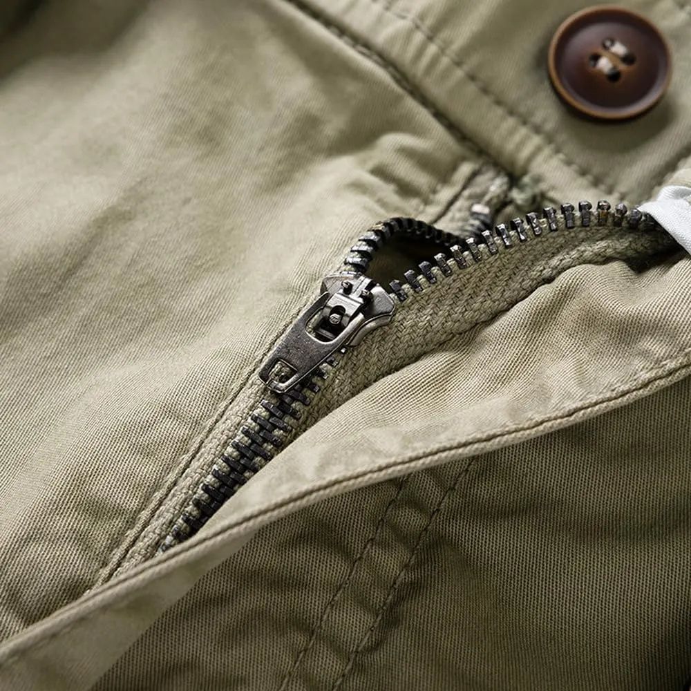 Men's Regular Fit Military Cargo Shorts Summer Drawstring Zipper Pockets Work Shorts