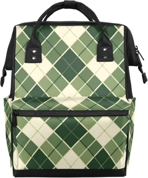 Mesh Pattern Pictures Green Diaper Bag Mommy Bags With Adjustable Shoulder Strap Waterproof Multifunction Shoulder Bag Travel Large Capacity Backpack for Moms And Dads