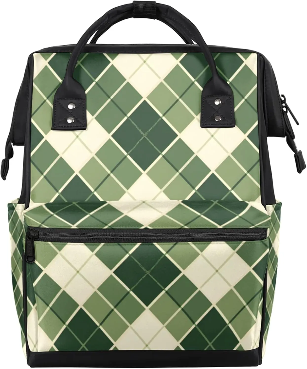 Mesh Pattern Pictures Green Diaper Bag Mommy Bags With Adjustable Shoulder Strap Waterproof Multifunction Shoulder Bag Travel Large Capacity Backpack for Moms And Dads