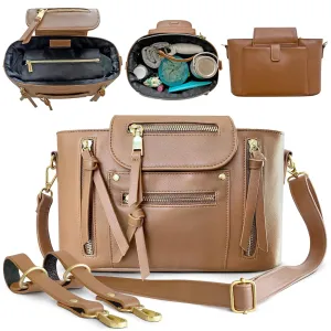 Mezza Micro Leather Diaper Bag Purse, 2-in-1 Stroller Organizer Caddy and Crossbody, 11" x 7" x 4" - Purse Diaper Bag for Toddler Mom