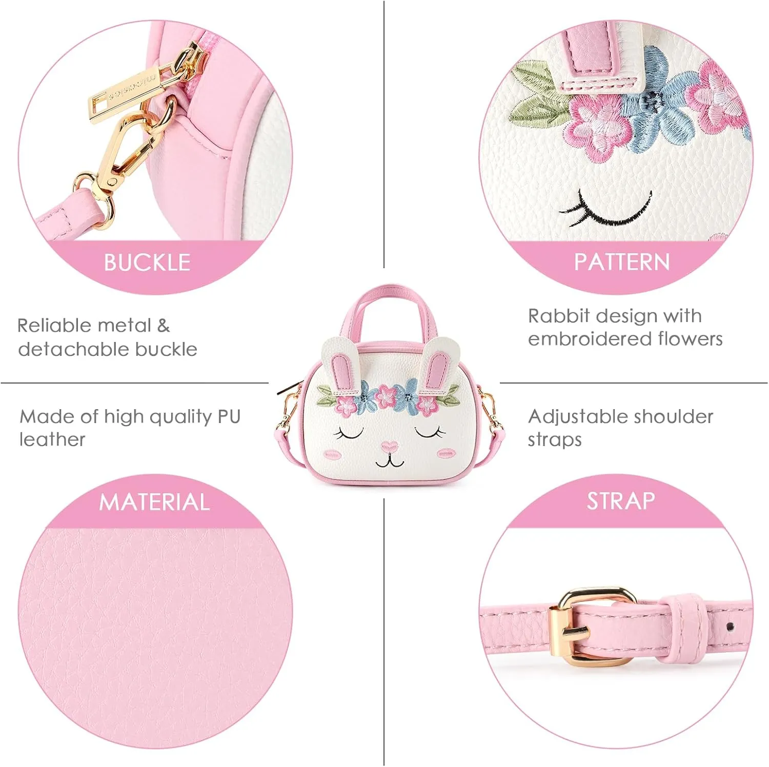 mibasies Toddler Purse for Little Girls Handbags Kids Age 3-8 Bunny purse