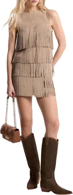 Michael Kors Women's Suede Tiered Mini Dress