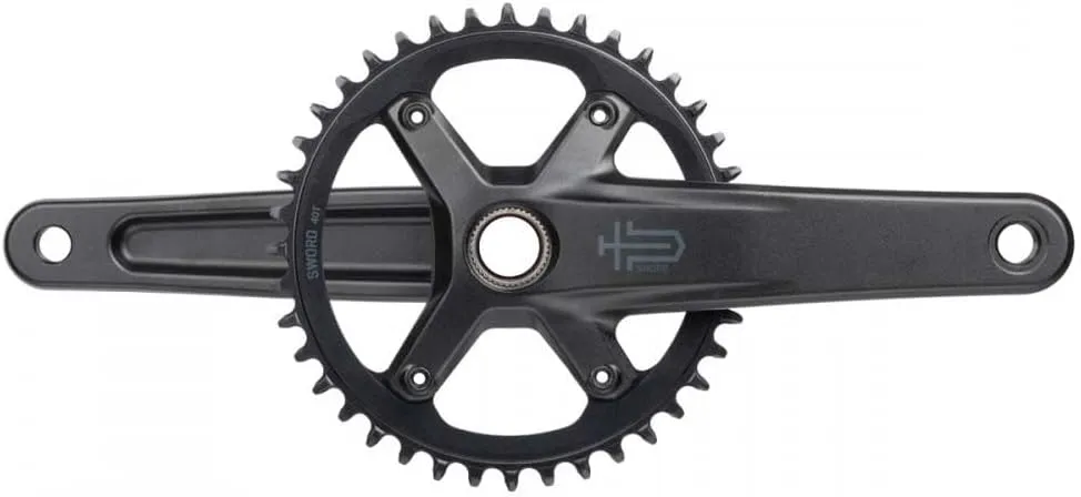 microSHIFT Sword 1x Crankset - 165mm, 10-Speed, 40t, 110 Asym BCD, 24mm Spindle, Black, Gray