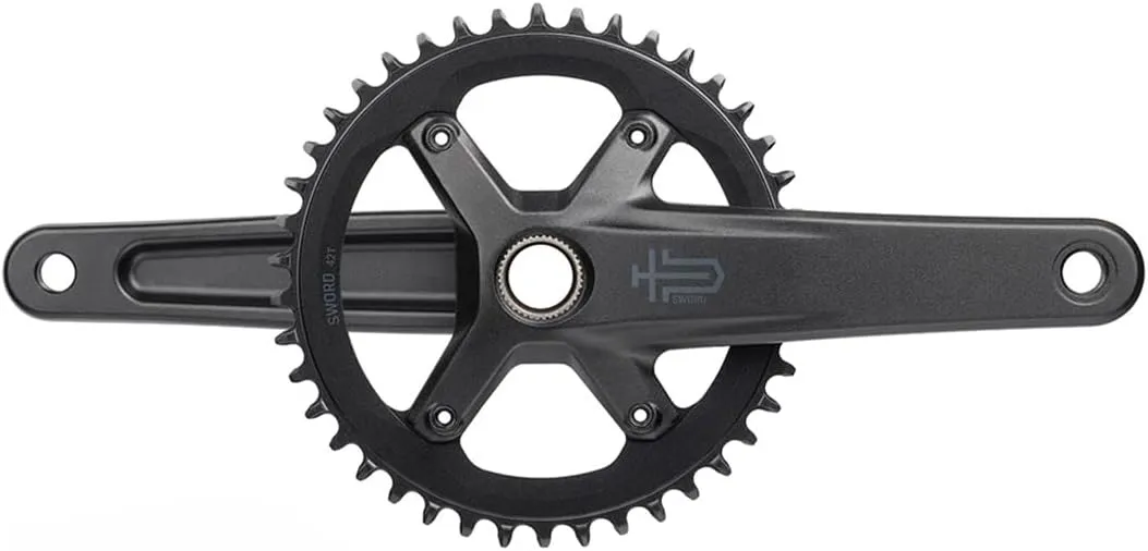 microSHIFT Sword 1x Crankset - 175mm, 10-Speed, 42t, 110 Asym BCD, 24mm Spindle, Black