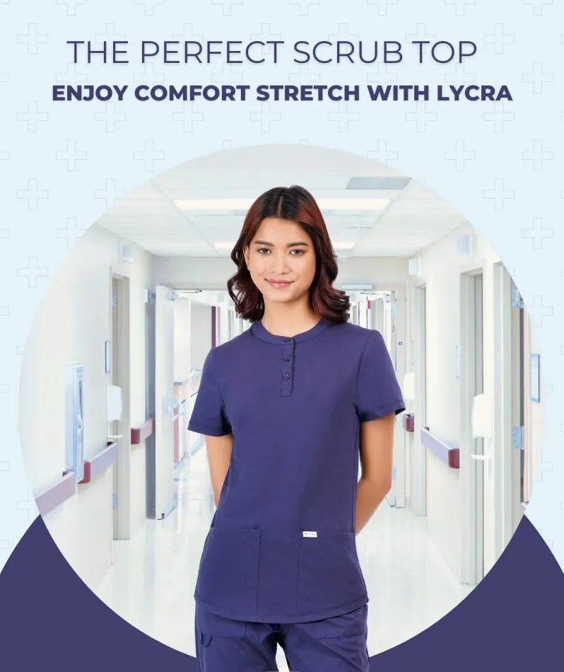 MIKAL Premium Super Soft Multi Pocket Slim Fit Scrub Tops for Women, Cotton Lycra Knitted Fabric Medical/Health Care Uniform.