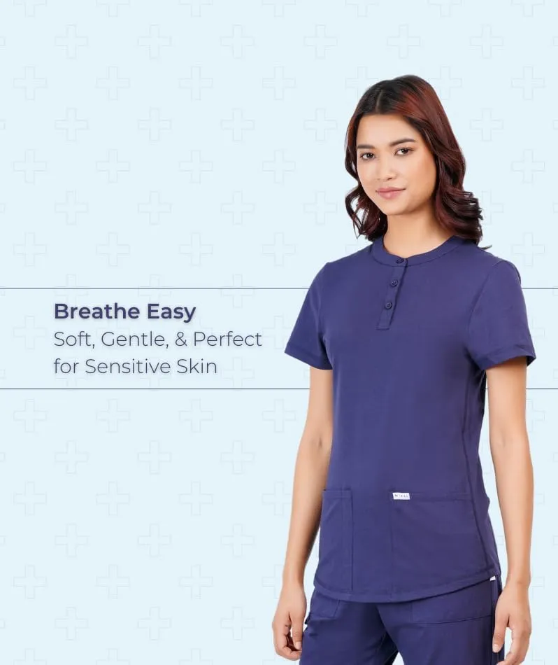 MIKAL Premium Super Soft Multi Pocket Slim Fit Scrub Tops for Women, Cotton Lycra Knitted Fabric Medical/Health Care Uniform.
