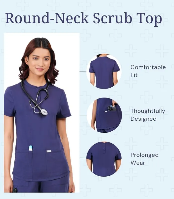 MIKAL Premium Super Soft Multi Pocket Slim Fit Scrub Tops for Women, Cotton Lycra Knitted Fabric Medical/Health Care Uniform.