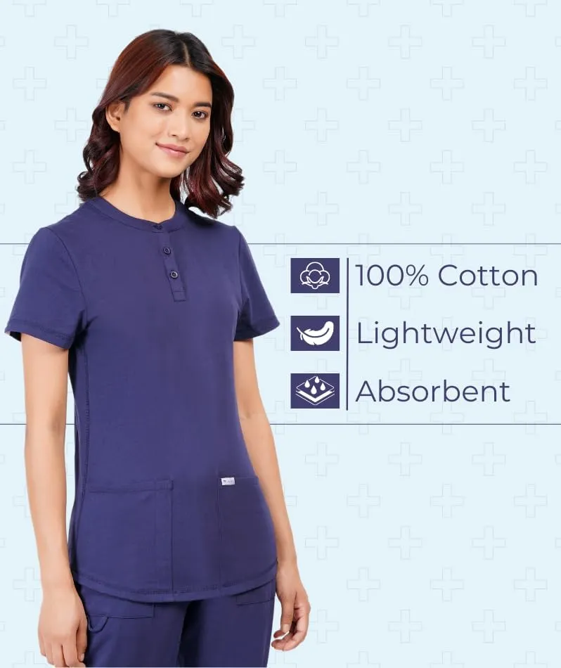 MIKAL Premium Super Soft Multi Pocket Slim Fit Scrub Tops for Women, Cotton Lycra Knitted Fabric Medical/Health Care Uniform.