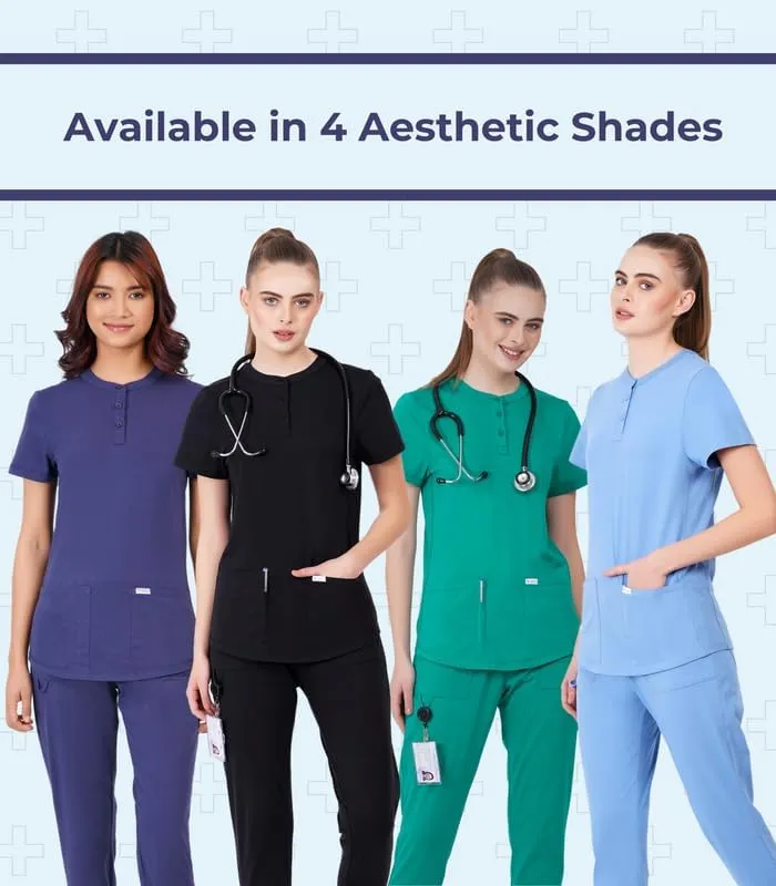 MIKAL Premium Super Soft Multi Pocket Slim Fit Scrub Tops for Women, Cotton Lycra Knitted Fabric Medical/Health Care Uniform.