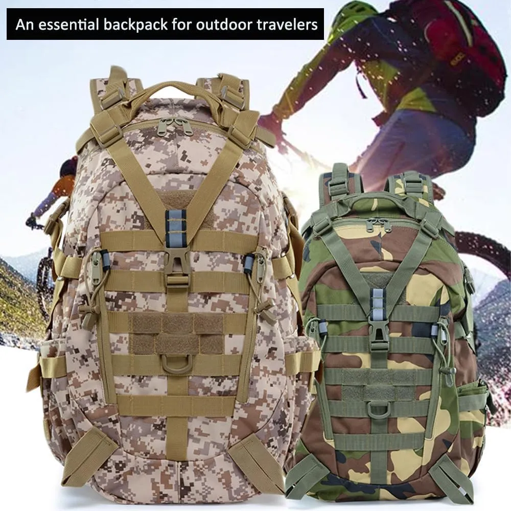 Military Tactical Backpack for Men - Large Capacity, Night Reflective Strip, Ideal for Camping and Work (green cp2)