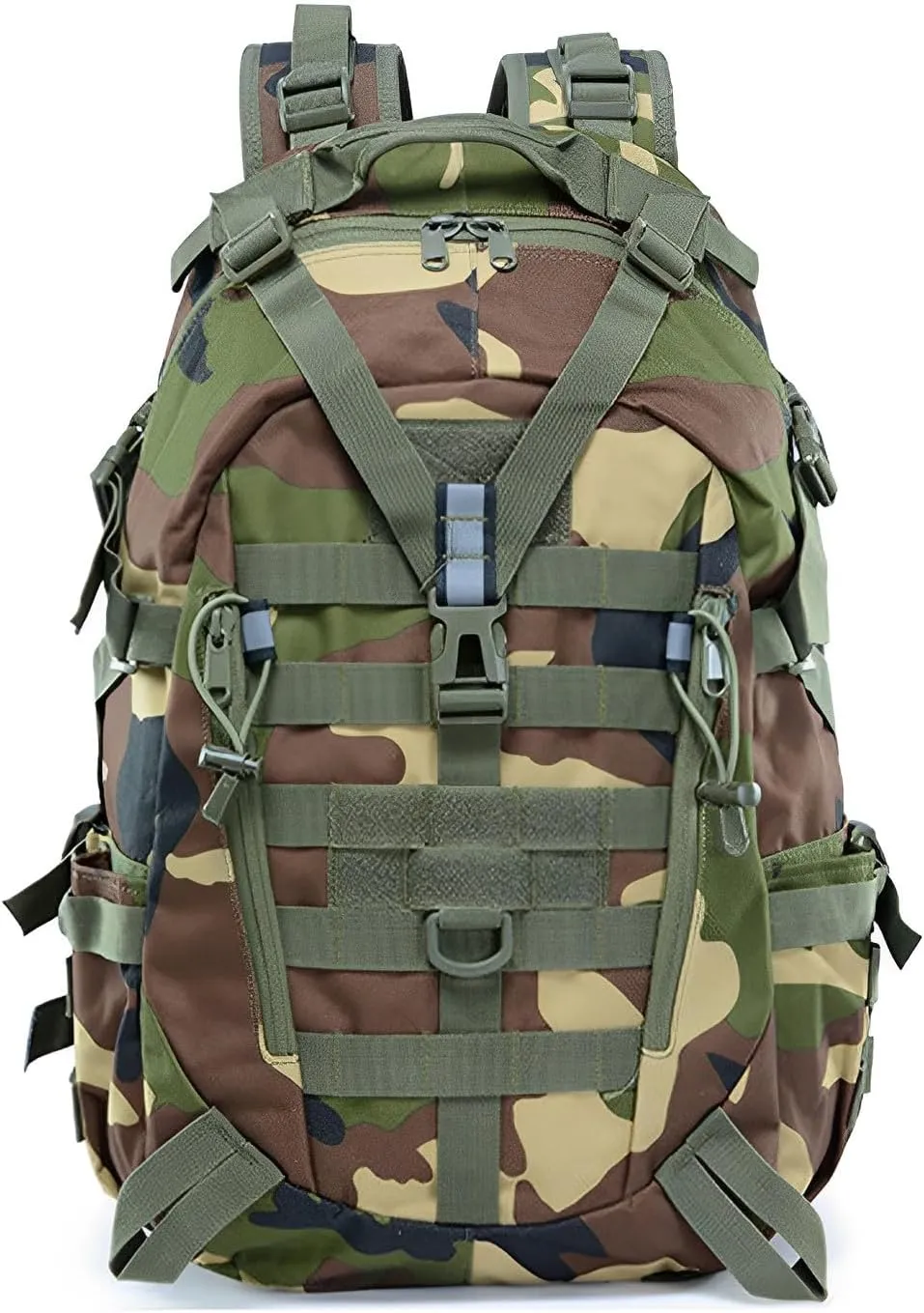 Military Tactical Backpack for Men - Large Capacity, Night Reflective Strip, Ideal for Camping and Work (green cp2)