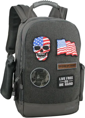 Military Tactical Backpack Work Bag with Five Patches Including 1 US Flags for Outdoor (Grey)