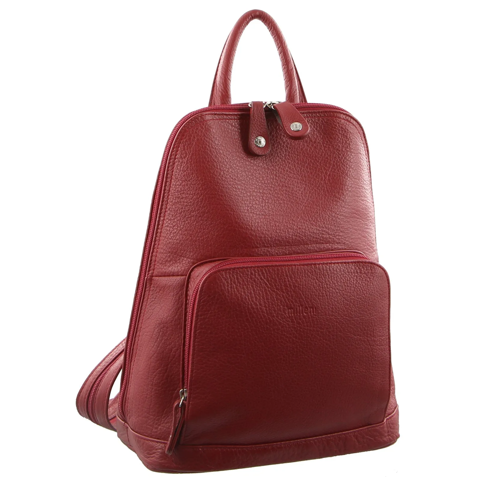 Milleni Italian Nappa Leather Twin Zip Backpack