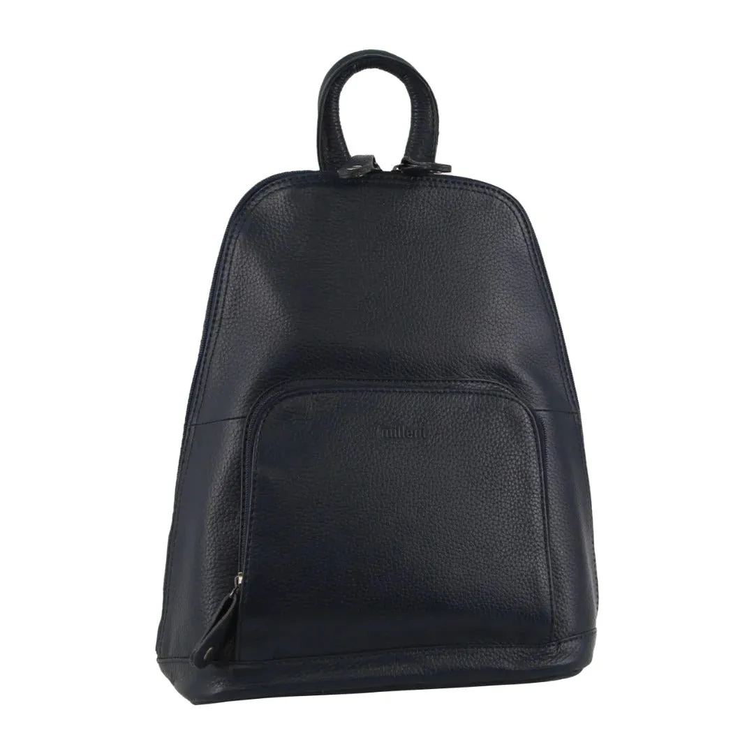 Milleni Italian Nappa Leather Twin Zip Backpack