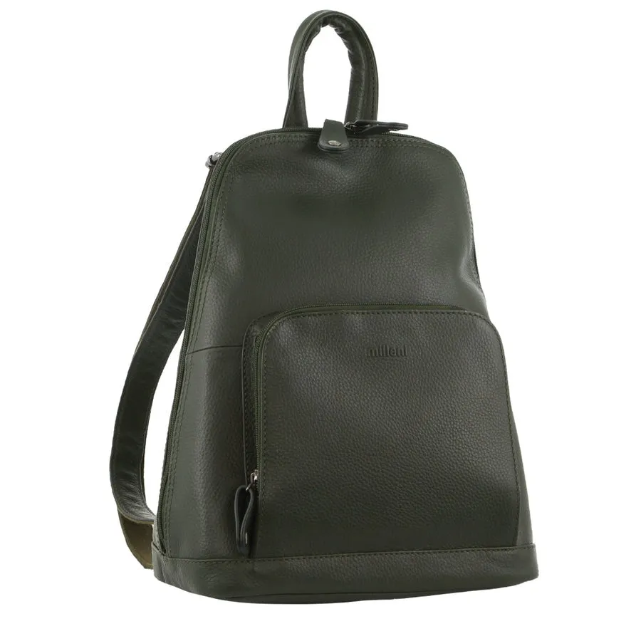 Milleni Italian Nappa Leather Twin Zip Backpack