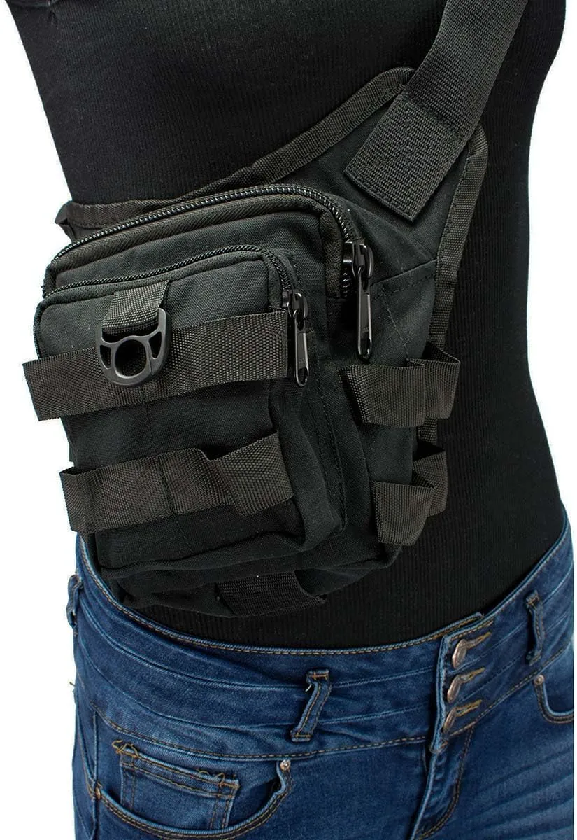 Milwaukee Leather MP8841 Black Textile Conceal and Carry Tactical Thigh Bag with Waist Belt