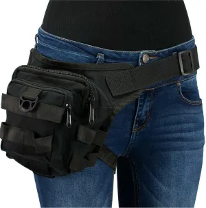 Milwaukee Leather MP8841 Black Textile Conceal and Carry Tactical Thigh Bag with Waist Belt