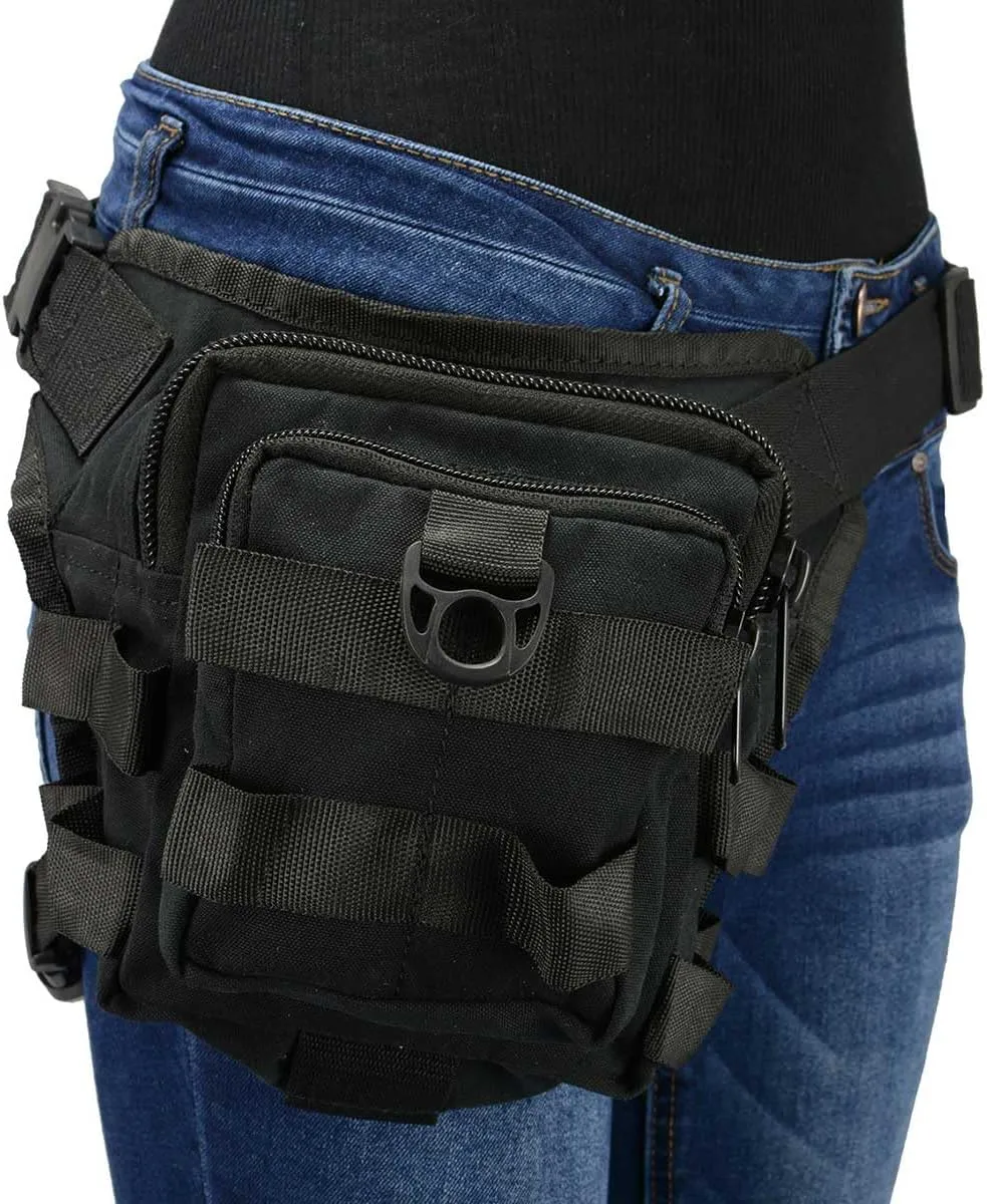 Milwaukee Leather MP8841 Black Textile Conceal and Carry Tactical Thigh Bag with Waist Belt