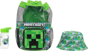 Minecraft Creeper 3-Piece Green Swim Beach Backpack Set