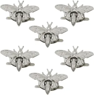 Mingchen 6 Pieces Clasp Turn Lock Bee Shape Lock Clutch Closure for Bag Handbag Silver Flip Closure Turn Locks Clip Clasp Easy Install Wallet Briefcase Handbag Strong Metal Latch (Silver)