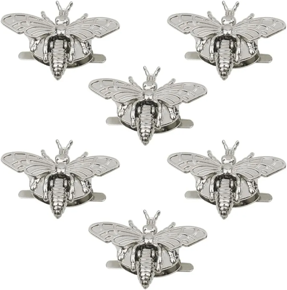 Mingchen 6 Pieces Clasp Turn Lock Bee Shape Lock Clutch Closure for Bag Handbag Silver Flip Closure Turn Locks Clip Clasp Easy Install Wallet Briefcase Handbag Strong Metal Latch (Silver)