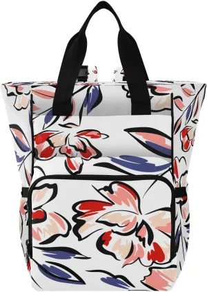 Minimalist Flower Illustration Diaper Bag Backpack, Mommy Bag, Multifunctional Diaper Bag, Travel Backpack, Large Capacity Diaper Bag