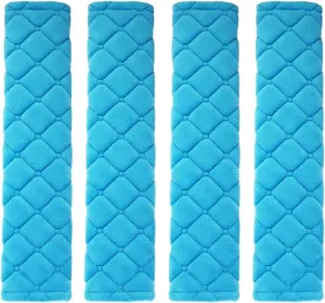 MIRKOO Car Seat Belt Cover Pad, 4-Pack Soft Car Safety Seat Belt Strap Shoulder Pad for Adults and Children, Suitable for Car Seat Belt, Backpack, Shoulder Bag, Laptop Computer Bag(4-Blue)