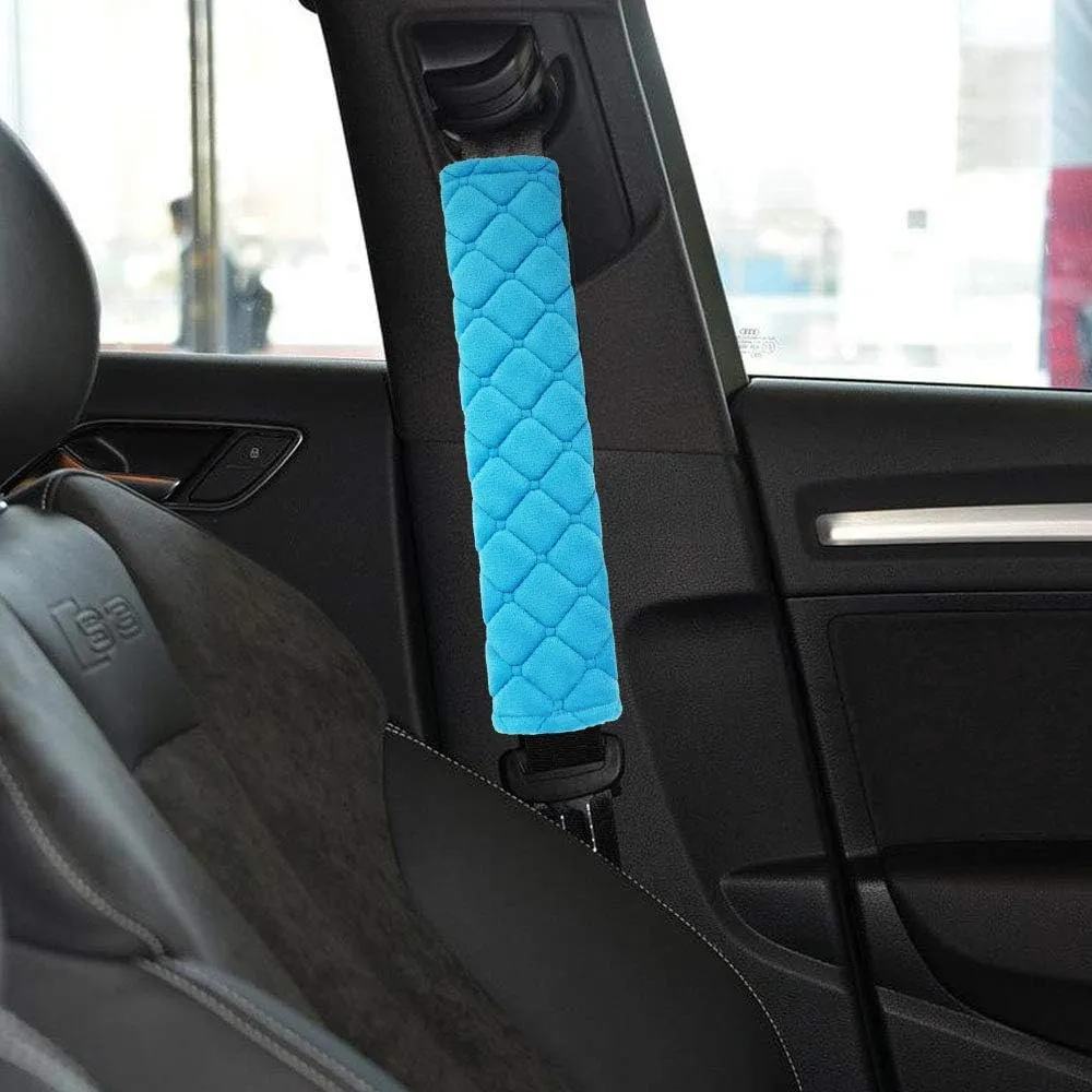 MIRKOO Car Seat Belt Cover Pad, 4-Pack Soft Car Safety Seat Belt Strap Shoulder Pad for Adults and Children, Suitable for Car Seat Belt, Backpack, Shoulder Bag, Laptop Computer Bag(4-Blue)