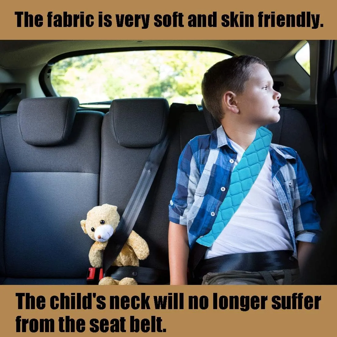 MIRKOO Car Seat Belt Cover Pad, 4-Pack Soft Car Safety Seat Belt Strap Shoulder Pad for Adults and Children, Suitable for Car Seat Belt, Backpack, Shoulder Bag, Laptop Computer Bag(4-Blue)