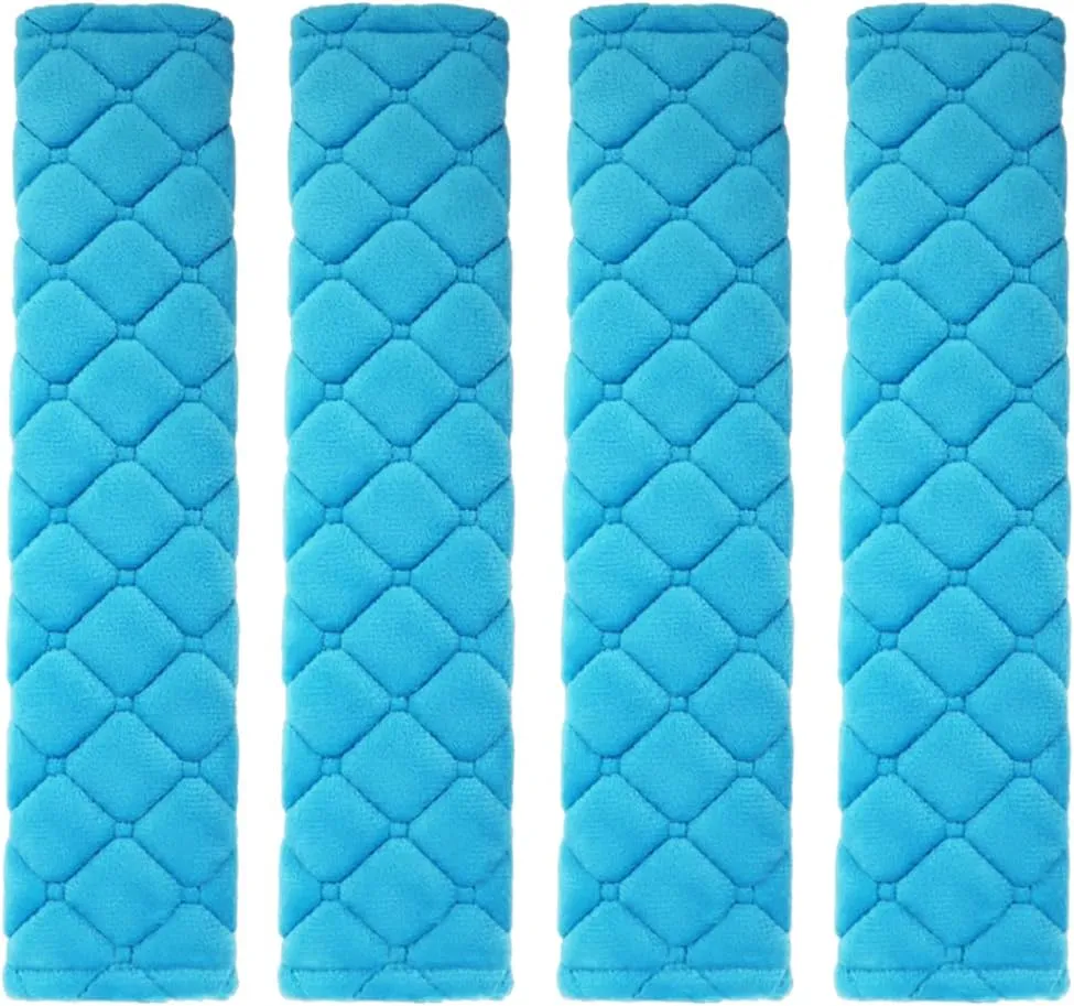 MIRKOO Car Seat Belt Cover Pad, 4-Pack Soft Car Safety Seat Belt Strap Shoulder Pad for Adults and Children, Suitable for Car Seat Belt, Backpack, Shoulder Bag, Laptop Computer Bag(4-Blue)