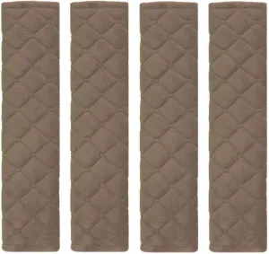 MIRKOO Car Seat Belt Cover Pad, 4-Pack Soft Car Safety Seat Belt Strap Shoulder Pad for Adults and Children, Suitable for Car Seat Belt, Backpack, Shoulder Bag, Laptop Computer Bag(4-Khaki)