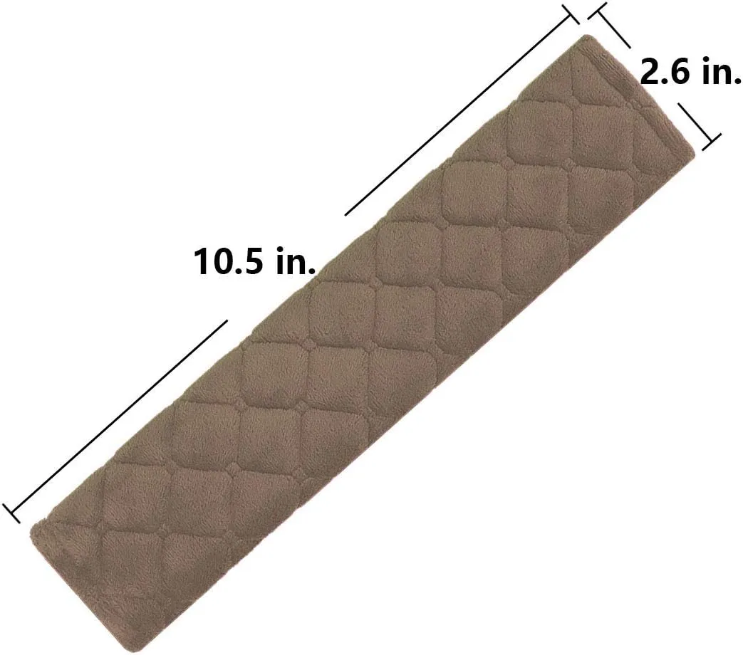 MIRKOO Car Seat Belt Cover Pad, 4-Pack Soft Car Safety Seat Belt Strap Shoulder Pad for Adults and Children, Suitable for Car Seat Belt, Backpack, Shoulder Bag, Laptop Computer Bag(4-Khaki)