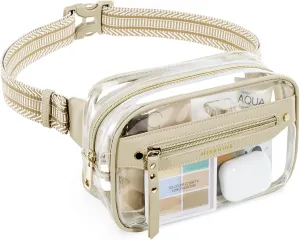 Missnine Clear Fanny Pack Stadium Approved for Women Clear Bag for Stadium Events Concert Clear Belt Bag Transparent Waist Bag with adjustable strap for Sports, Travel, Beach, Khaki