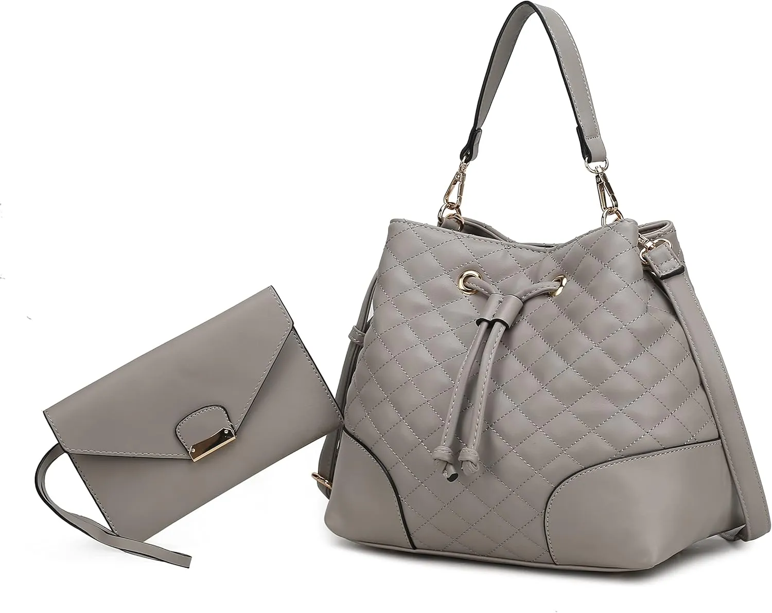 MKF Collection Women's Bucket Bag With Wristlet Wallet, Vegan Leather Hobo Bag Handbag Set Crossbody Bag by Mia K