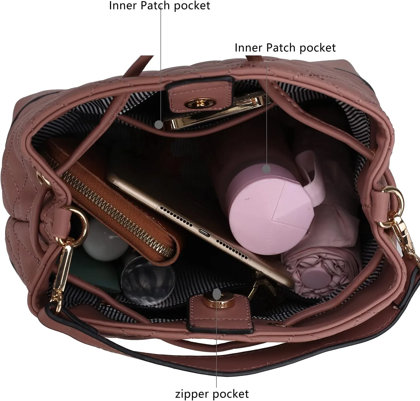 MKF Collection Women's Bucket Bag With Wristlet Wallet, Vegan Leather Hobo Bag Handbag Set Crossbody Bag by Mia K