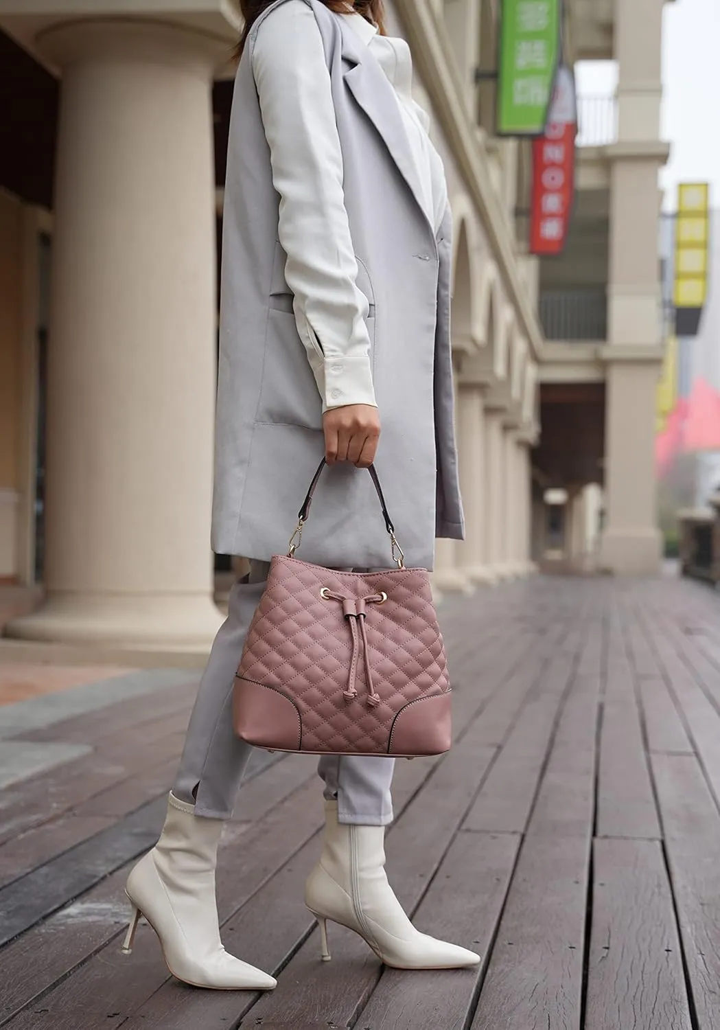 MKF Collection Women's Bucket Bag With Wristlet Wallet, Vegan Leather Hobo Bag Handbag Set Crossbody Bag by Mia K