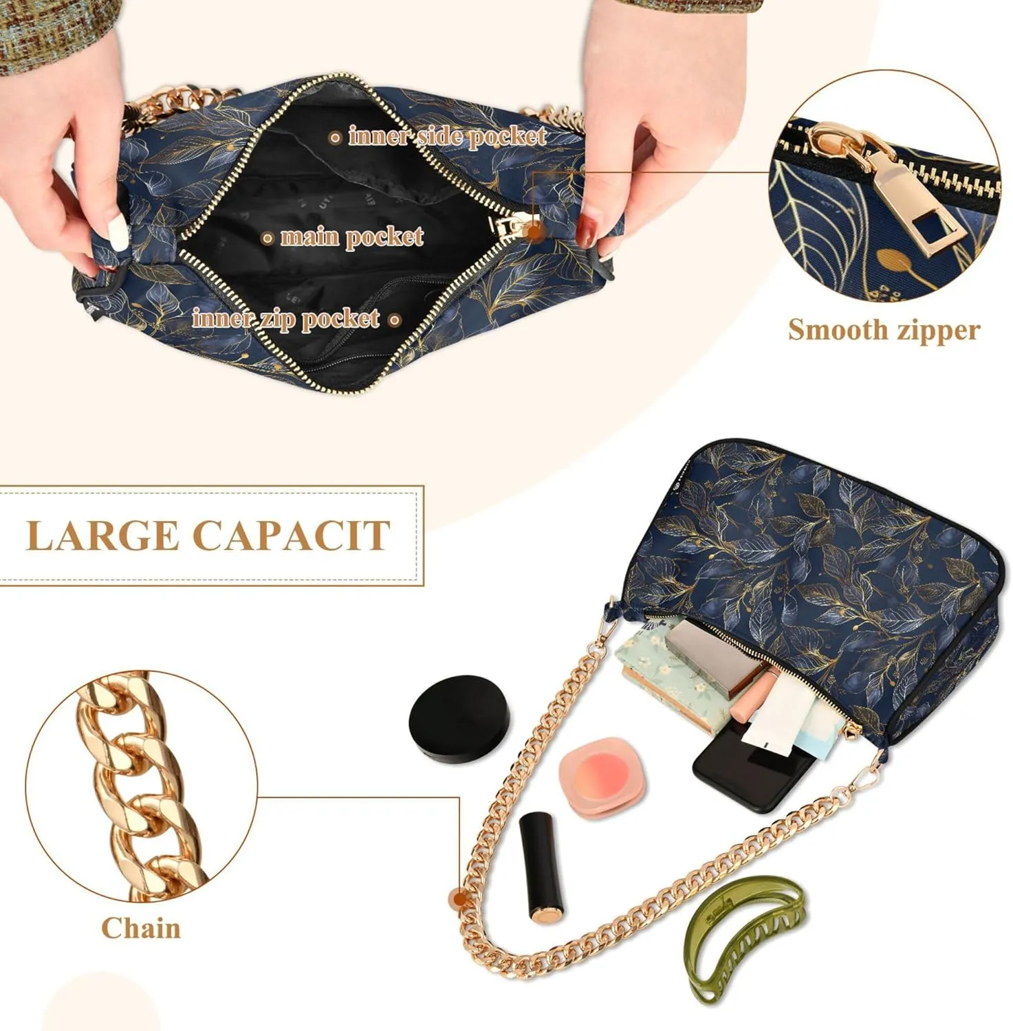 MNSRUU Handbag Purses for Women Zebra Chain Shoulder Bag