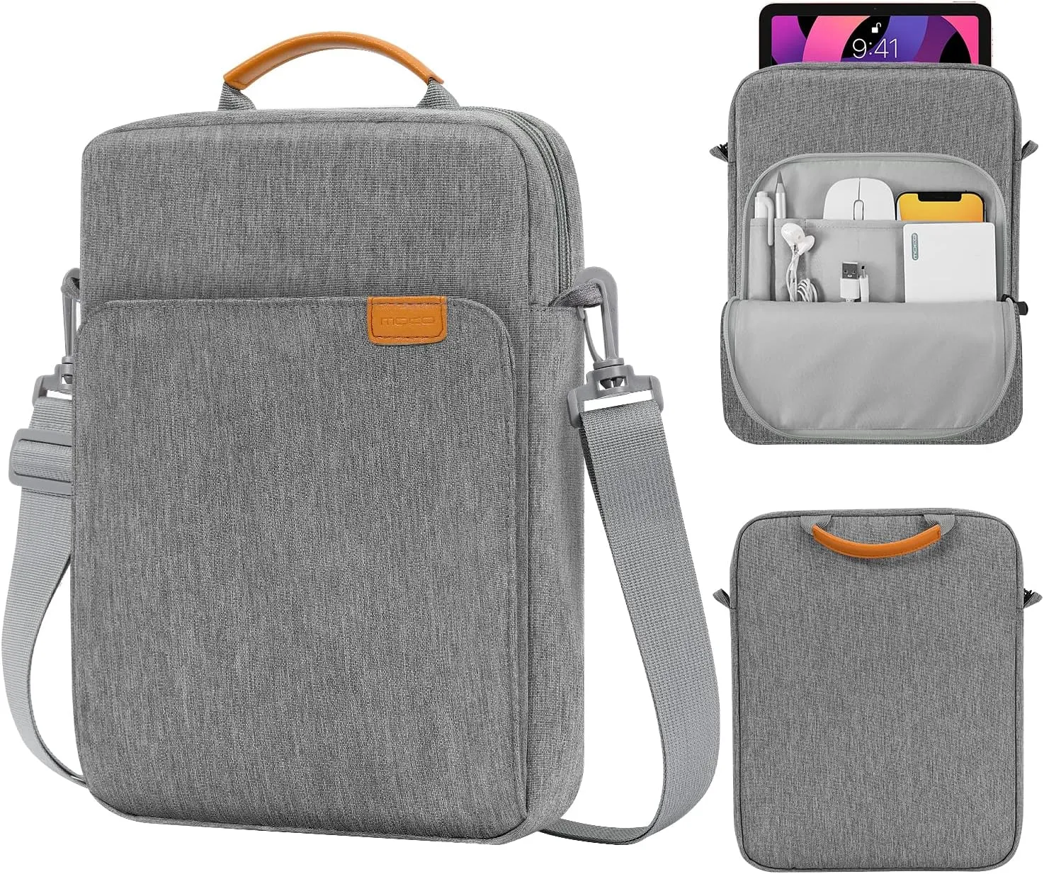 MoKo 9-11 Inch Tablet Sleeve Bag Handle Carrying Case with Shoulder Strap Fits 11inch iPad Air M3, iPad A16 2025, Pro 11 inch, iPad 10/9/8/7th Gen, Tab S8/S9 11", Dark Gray
