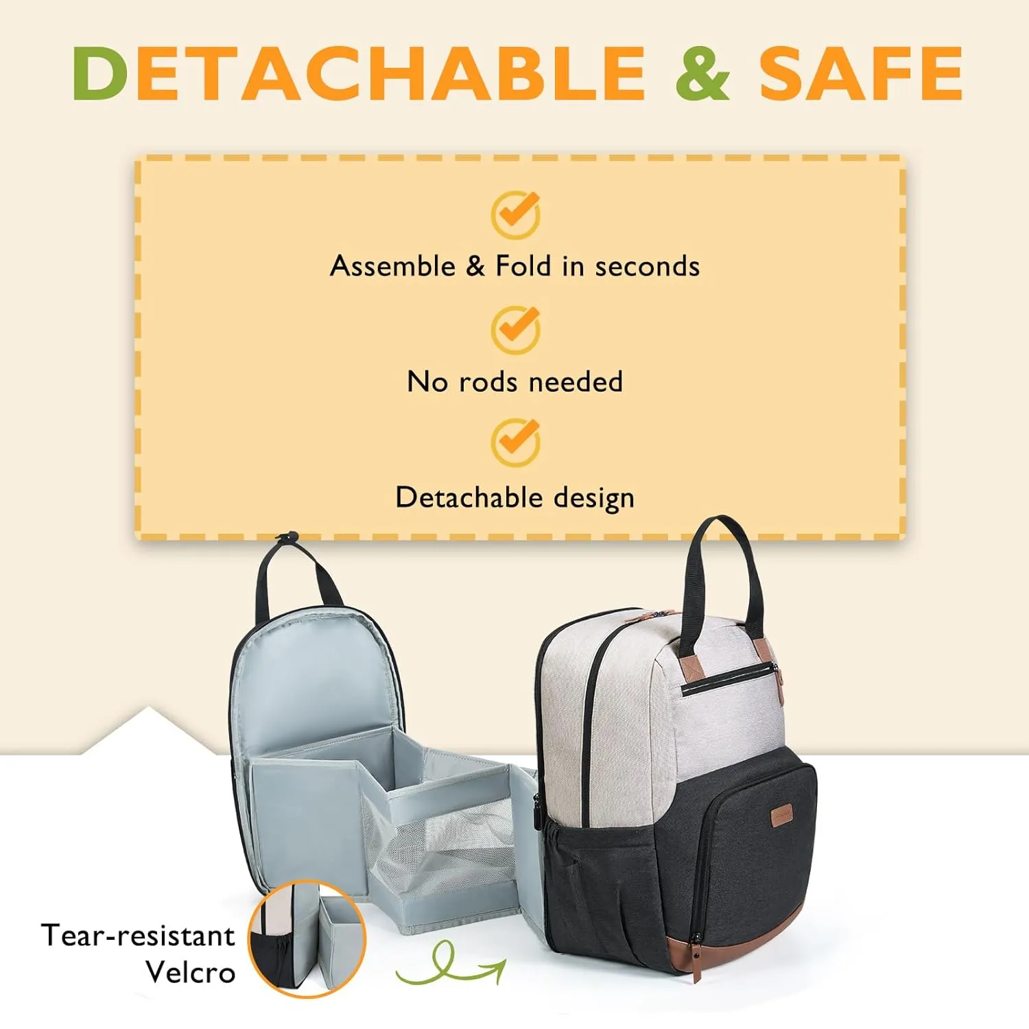 mommore Diaper Bag Backpack with Changing Station Large Travel Diaper Bags Unisex Baby Bag with Changing Pad, Stroller Straps