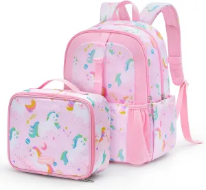 mommore Kids Backpack for Boys Girls Preschool Kindergarten Backpacks Lightweight Elementary School Bookbag with Lunch Box Set