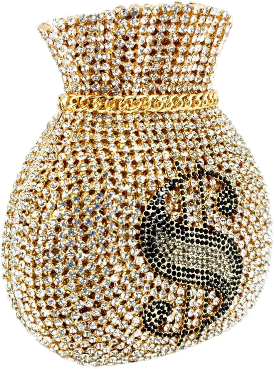 Money Crystal Clutch Bag Women Dollars Evening Handbags Bridal Party Rhinestone Clutch Purse Cocktail Bag,Mini